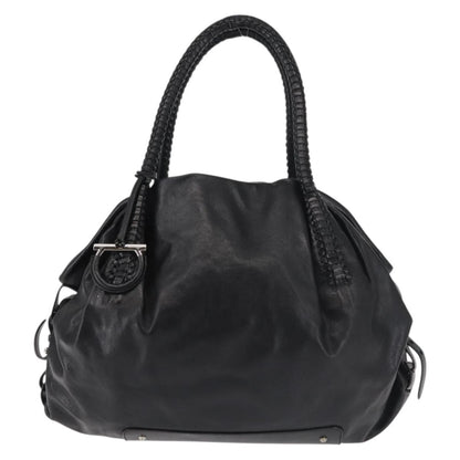 Salvatore Ferragamo Gancini Tote Leather, BLACK, LEATHER, Tote bag