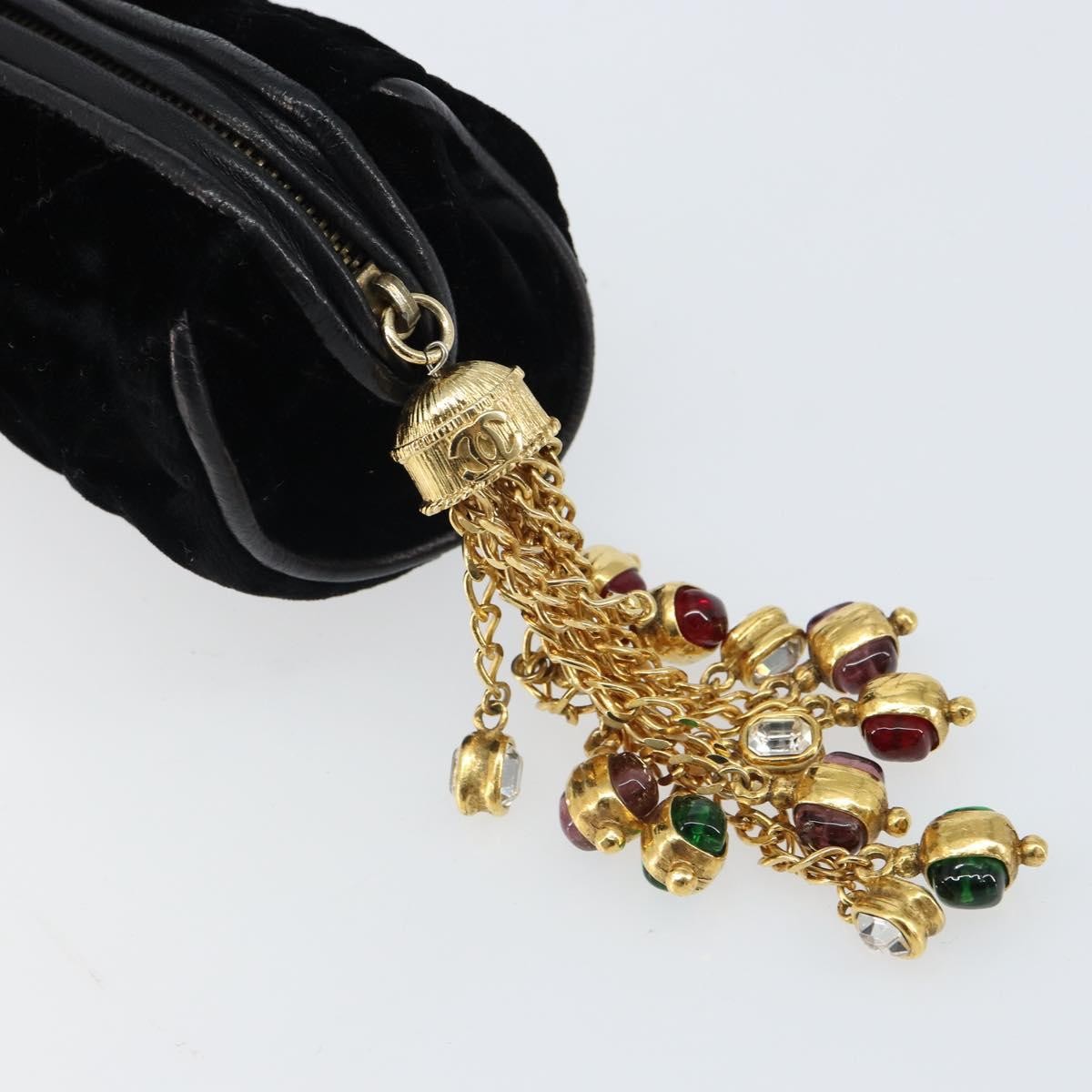 Chanel Vintage gripoix Clutch Velvet, Black, Velvet, Clutch