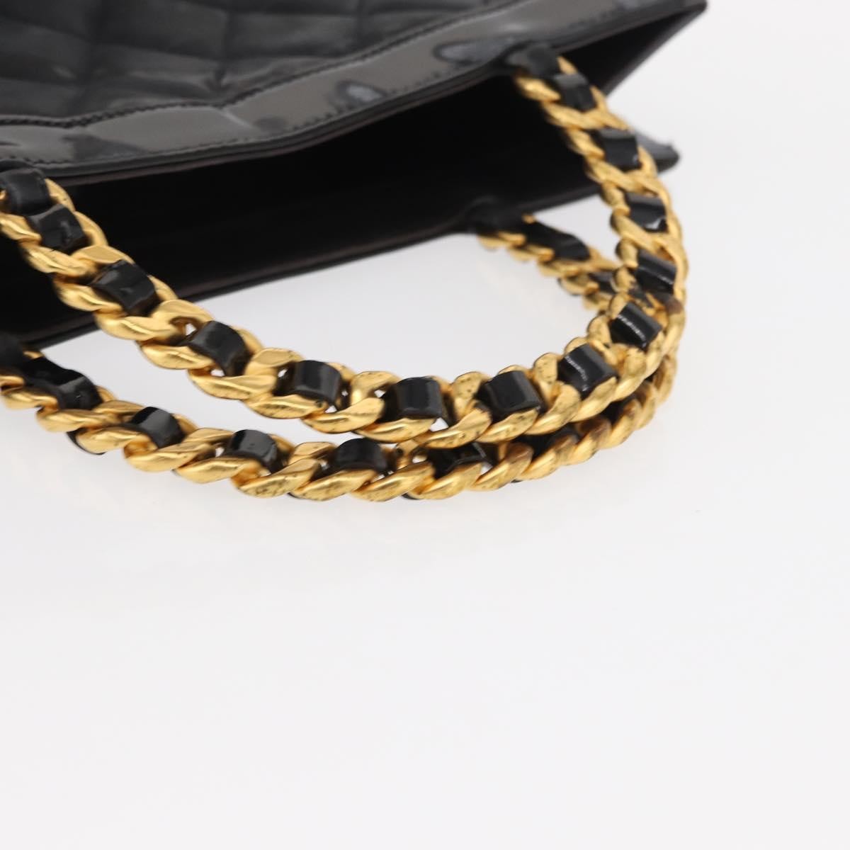 Chanel Chocolate bar tote Leather, BLACK, PATENT_LEATHER, Handbag