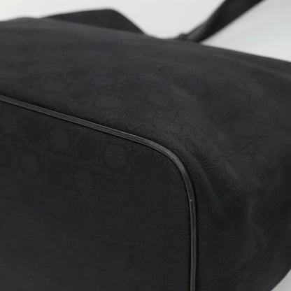 Salvatore Ferragamo Gancini Tote Canvas, BLACK, CANVAS, Tote bag