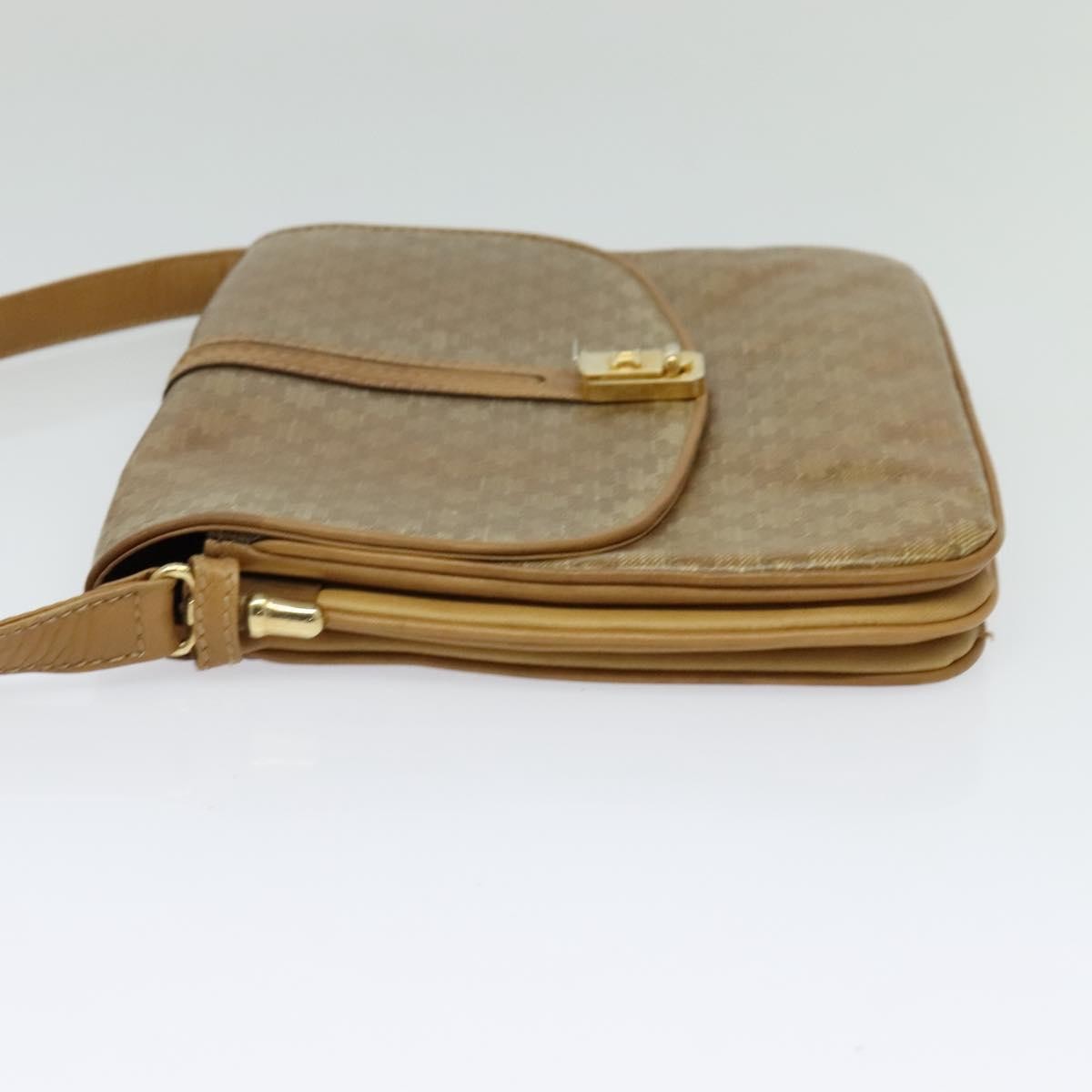 Celine Vintage Macadam Shoulder Bag Canvas and Leather, Beige, Canvas, Shoulder Bag