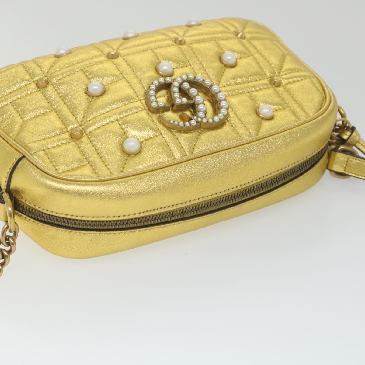 Gucci GG Marmont Shoulder Bag Leather, Gold, Leather, Shoulder Bag