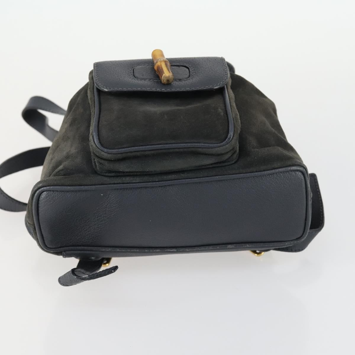 Gucci Vintage Bamboo Backpack Suede, NAVY, SUEDE, Backpack
