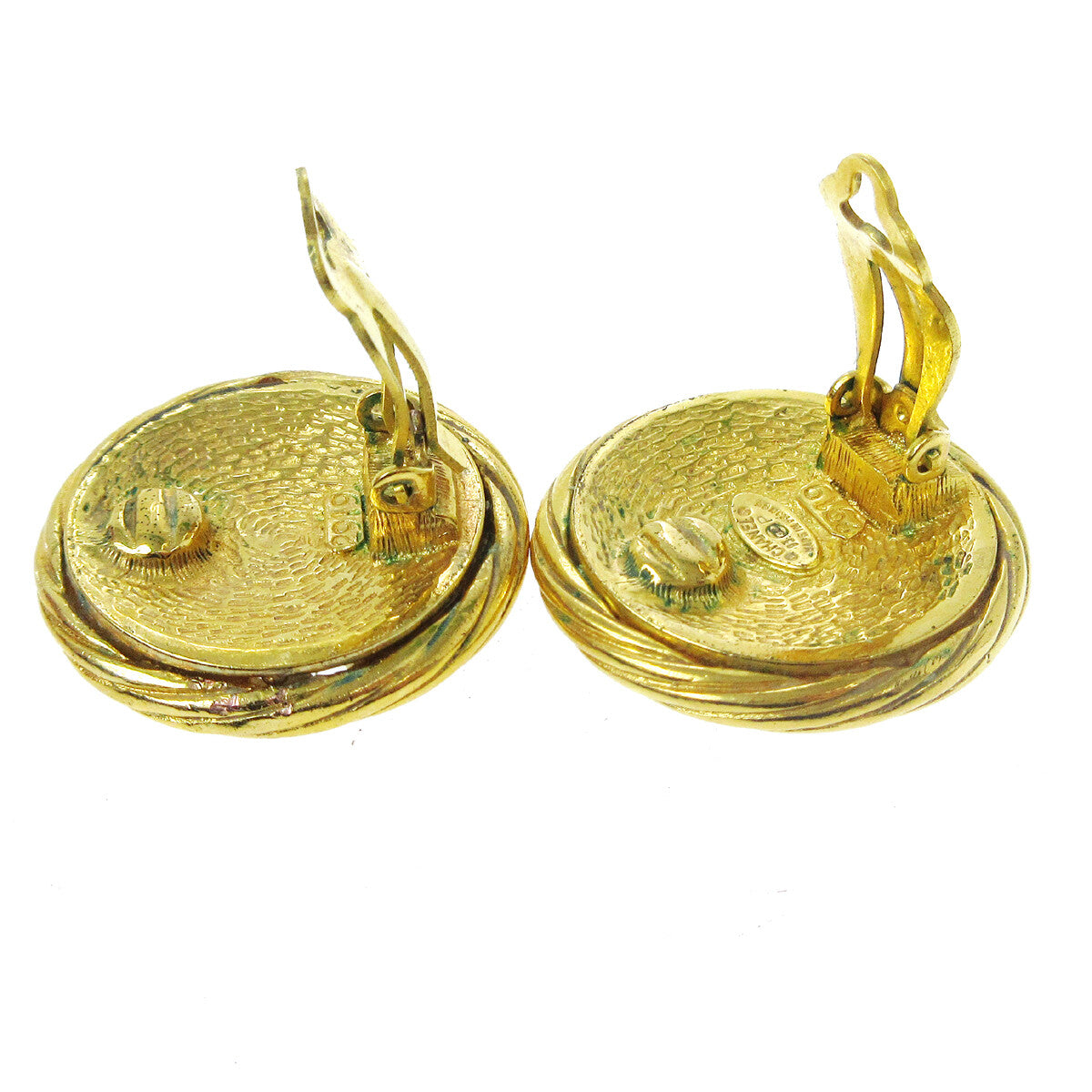 Chanel CC Button Clip-On Earrings Metal, GOLD, GOLD_PLATED, Earrings