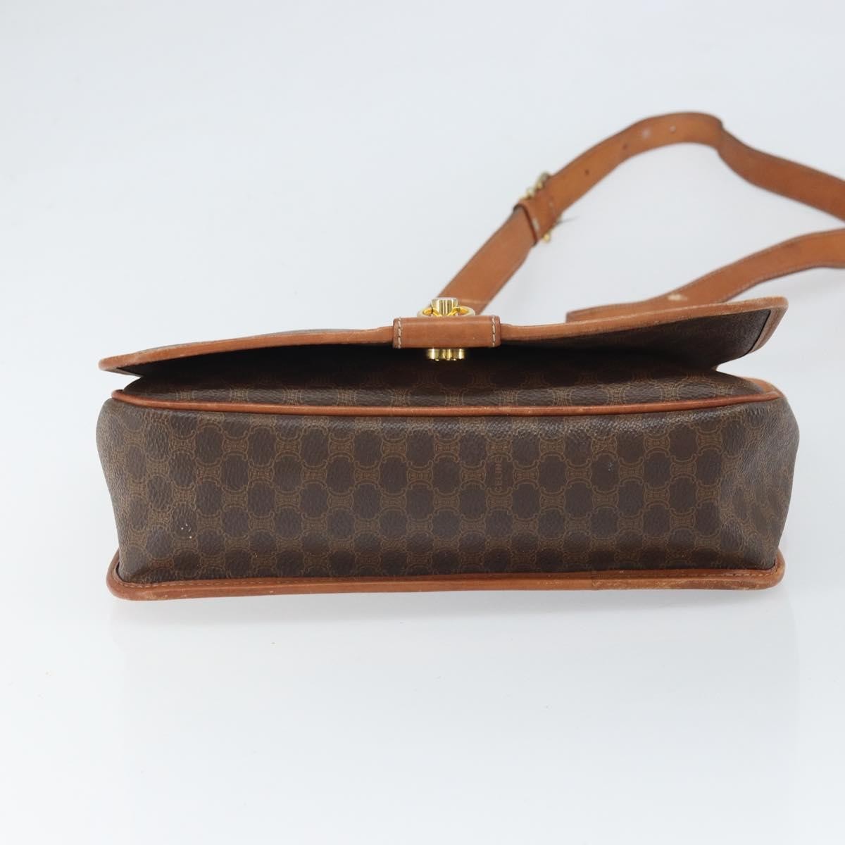 Celine Vintage Macadam Shoulder Bag Canvas and Leather, BROWN, CANVAS, Shoulder bag