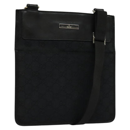 Gucci Vintage Flat Messenger Bag GG Canvas, BLACK, CANVAS, Shoulder bag