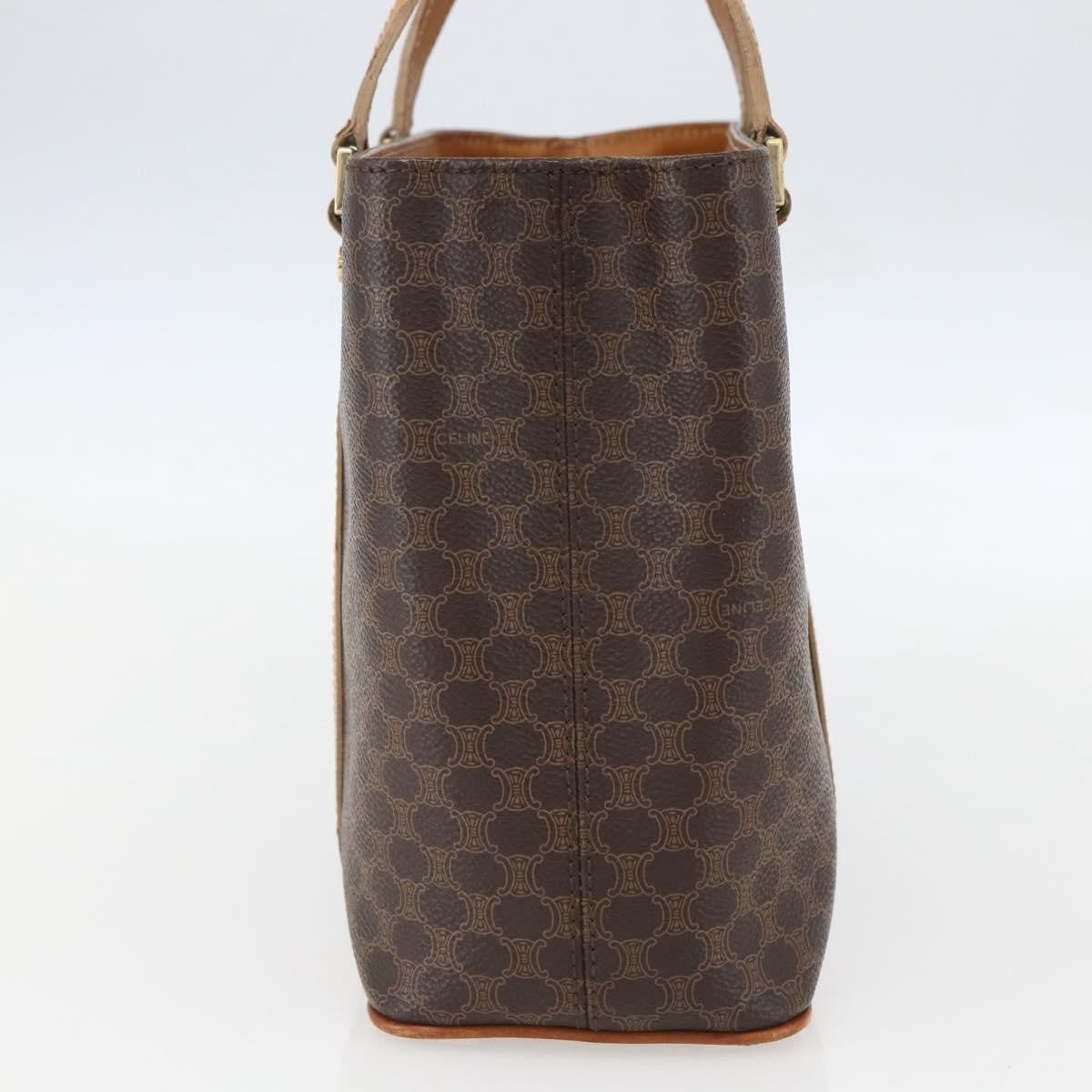 Celine Vintage Macadam Handbag Canvas and Leather, BROWN, CANVAS, Handbag