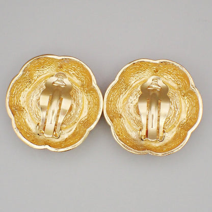 Chanel Vintage CC Flower Clip-On Earrings imitation pearls in gold plated, GOLD, GOLD_PLATED, Earrings