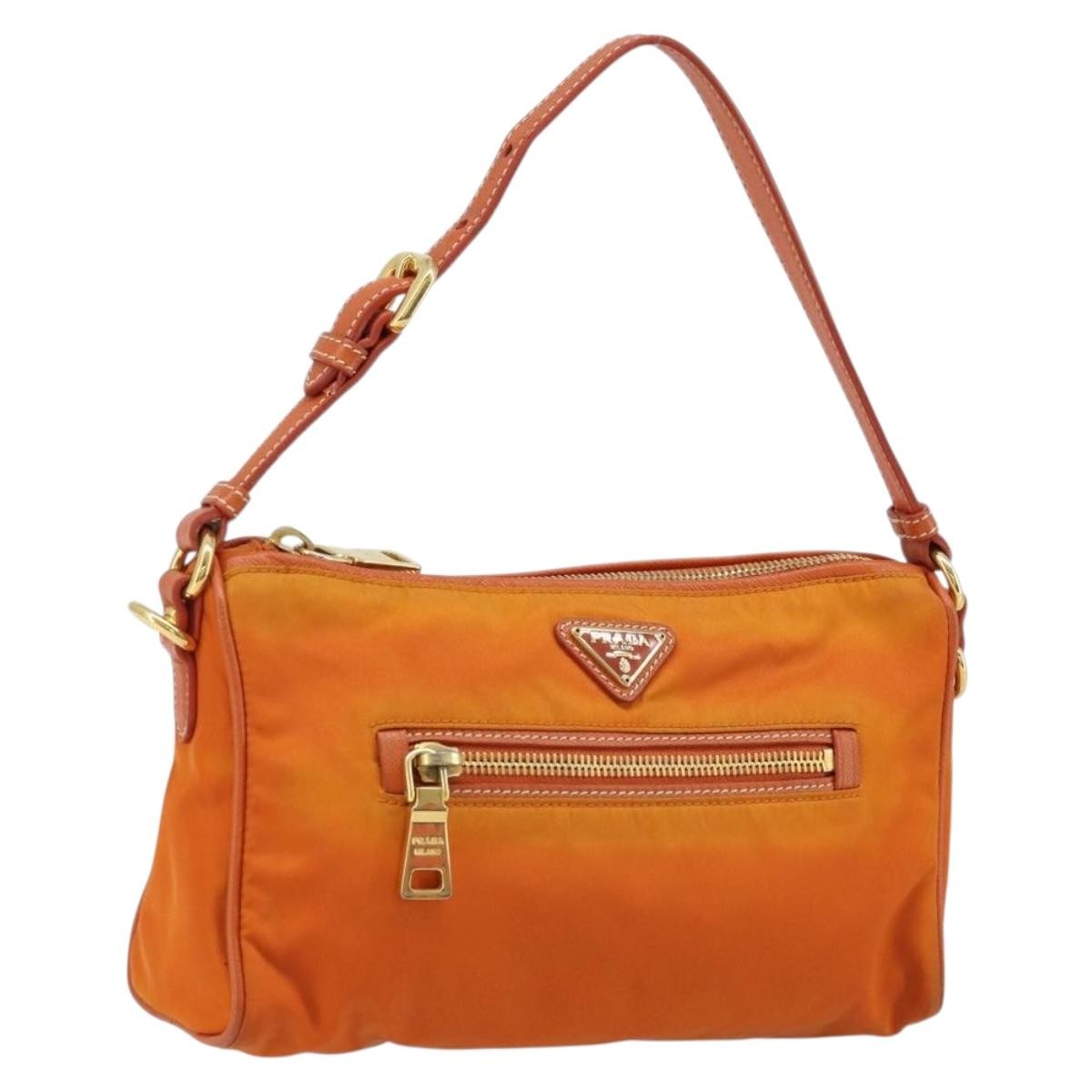 Prada Front Zip Hobo Tessuto, ORANGE, NYLON, Shoulder bag