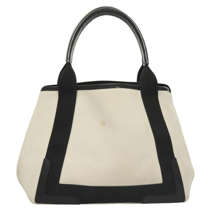 Balenciaga Navy Cabas Canvas with Leather, WHITE, CANVAS, Tote bag