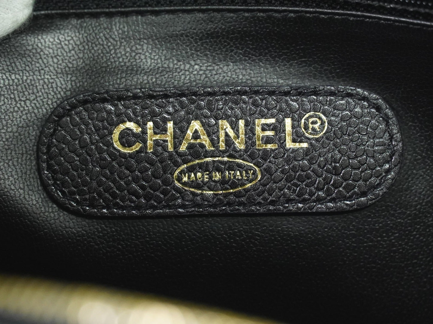 Chanel Vintage Front Pocket Tote Caviar, BLACK, LEATHER, Tote bag
