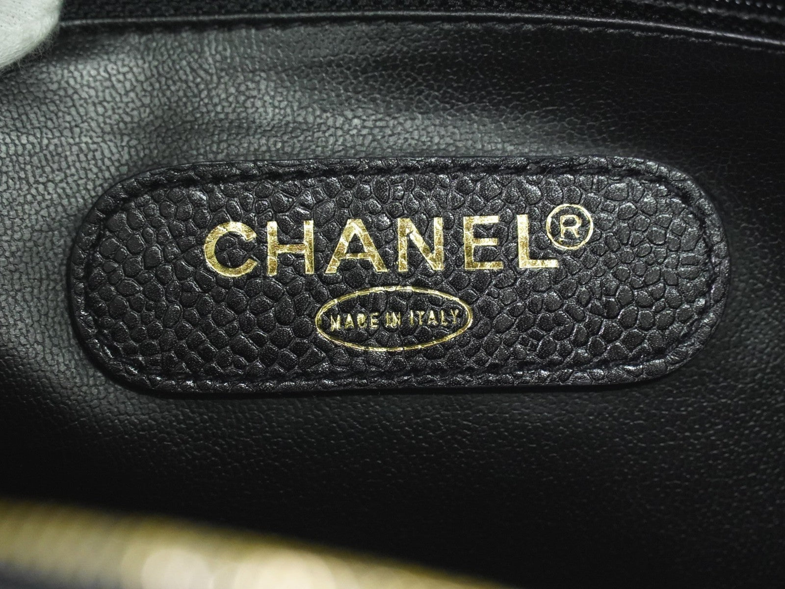 Chanel Vintage Front Pocket Tote Caviar, BLACK, LEATHER, Tote bag