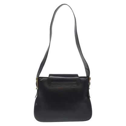 Gucci Vintage Flap Shoulder Bag Leather, BLACK, LEATHER, Shoulder bag