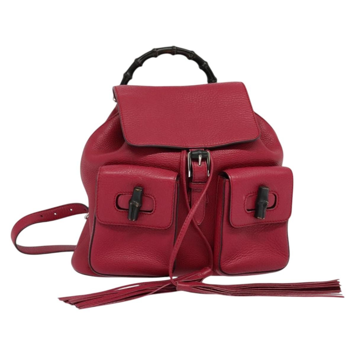 Gucci Bamboo Tassel Backpack Leather, PINK, LEATHER, Backpack