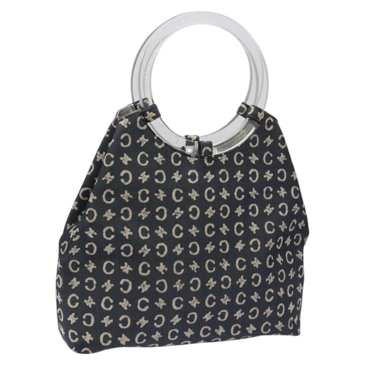 Celine C Sulky Shoulder bag Canvas and Leather, NAVY, CANVAS, Shoulder bag