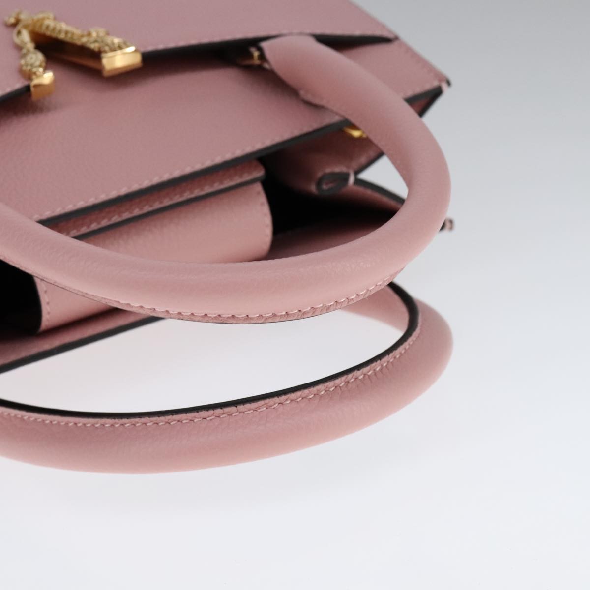 Versace Virtus Front Pocket Tote Leather, PINK, LEATHER, Tote bag