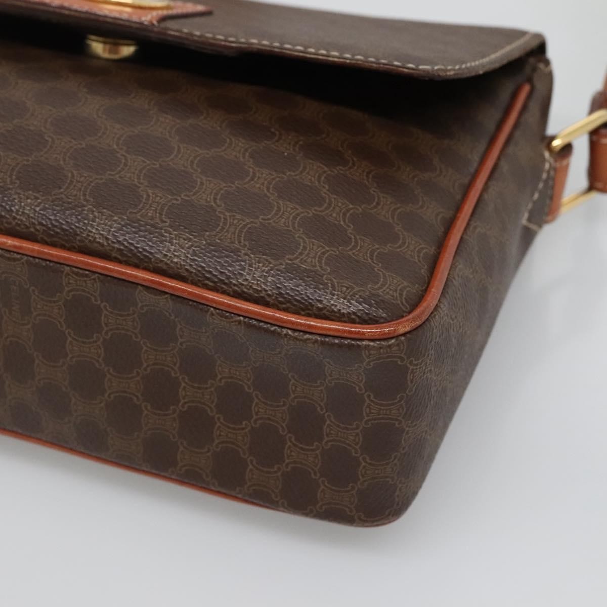Celine Vintage Macadam Shoulder Bag Canvas and Leather, BROWN, CANVAS, Shoulder bag
