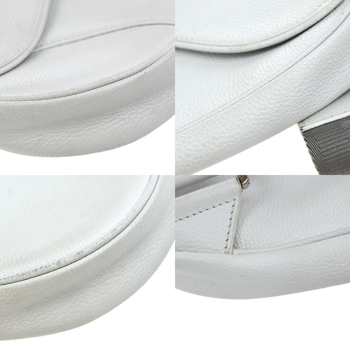 Christian Dior Saddle Crossbody Bag Leather, WHITE, LEATHER, Shoulder bag