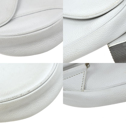 Christian Dior Saddle Crossbody Bag Leather, WHITE, LEATHER, Shoulder bag