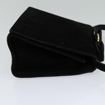 Salvatore Ferragamo Vala Shoulder Bag Suede, BLACK, SUEDE, Shoulder bag
