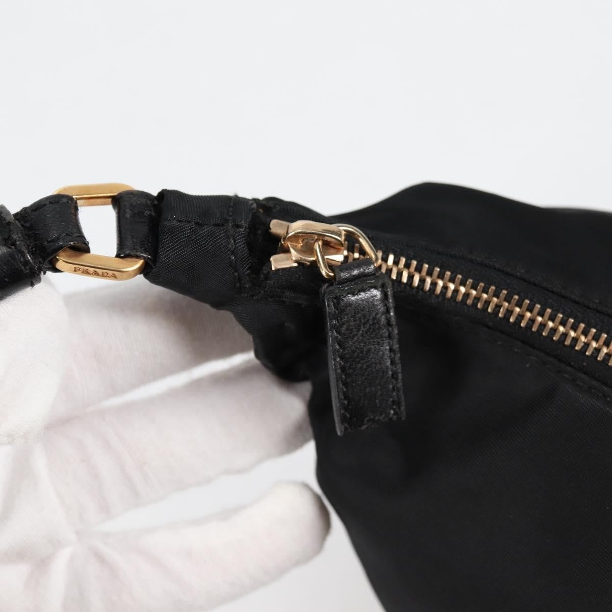 Prada Double Chain Hobo Nylon, BLACK, NYLON, Shoulder bag