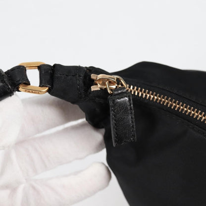 Prada Double Chain Hobo Nylon, BLACK, NYLON, Shoulder bag