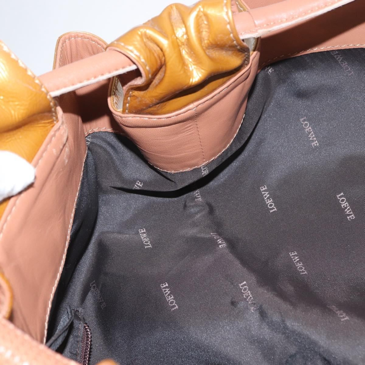 Loewe Aire Shoulder Bag Leather, GOLD, PATENT_LEATHER, Handbag