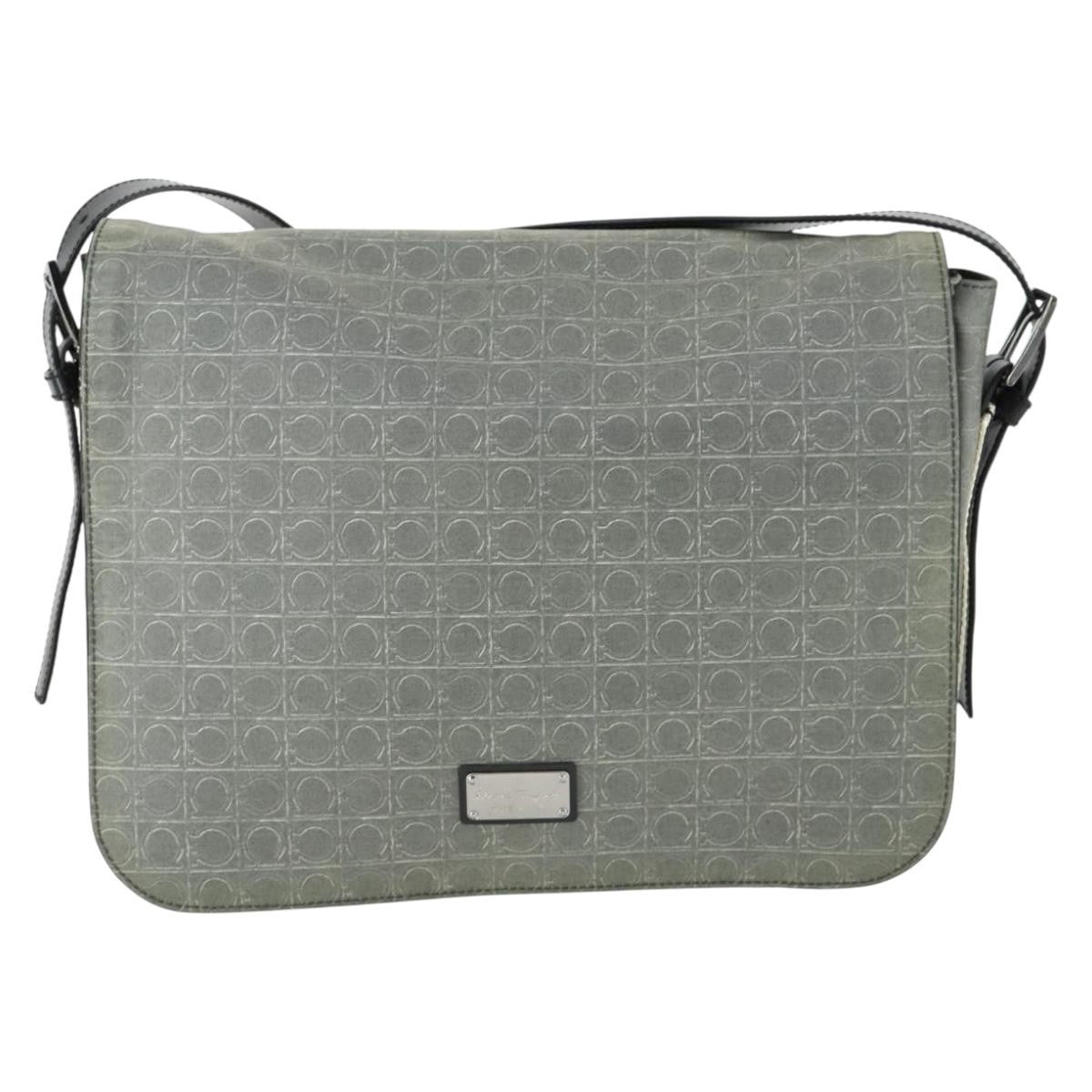 Salvatore Ferragamo Gancini Flap Shoulder Bag PVC, GRAY, PVC, Shoulder bag