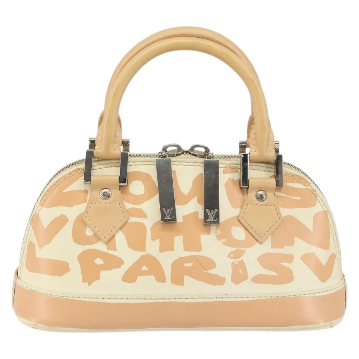 Louis Vuitton Alma Handbag Limited Edition Graffiti Leather, WHITE, CANVAS, Handbag