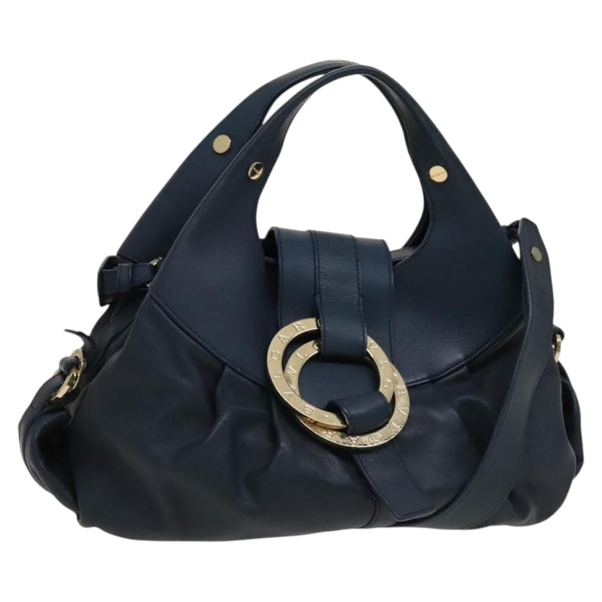 Bvlgari Chandra Hobo Leather, BLUE, LEATHER, Handbag