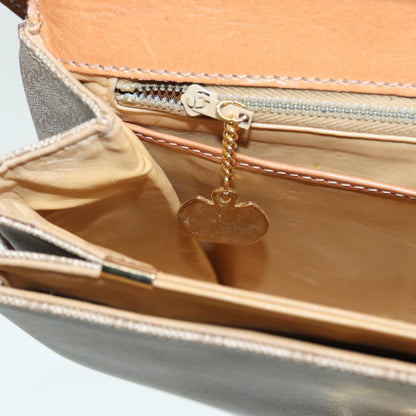 Celine Vintage Macadam Shoulder Bag Canvas and Leather, BEIGE, CANVAS, Shoulder bag
