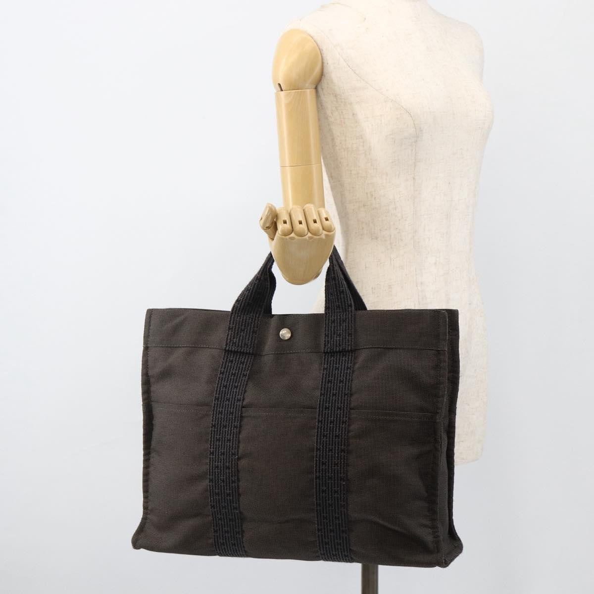 Hermes Fourre-tout Herline Canvas, Gray, Canvas, Tote Bag