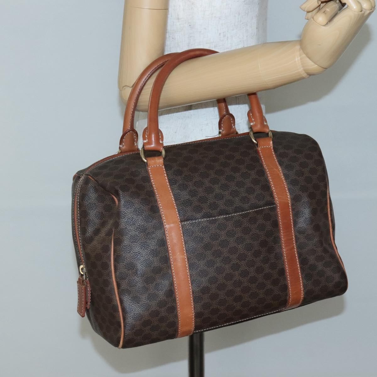 Celine Macadam Handbag Macadam with leather, BROWN, CANVAS, Handbag