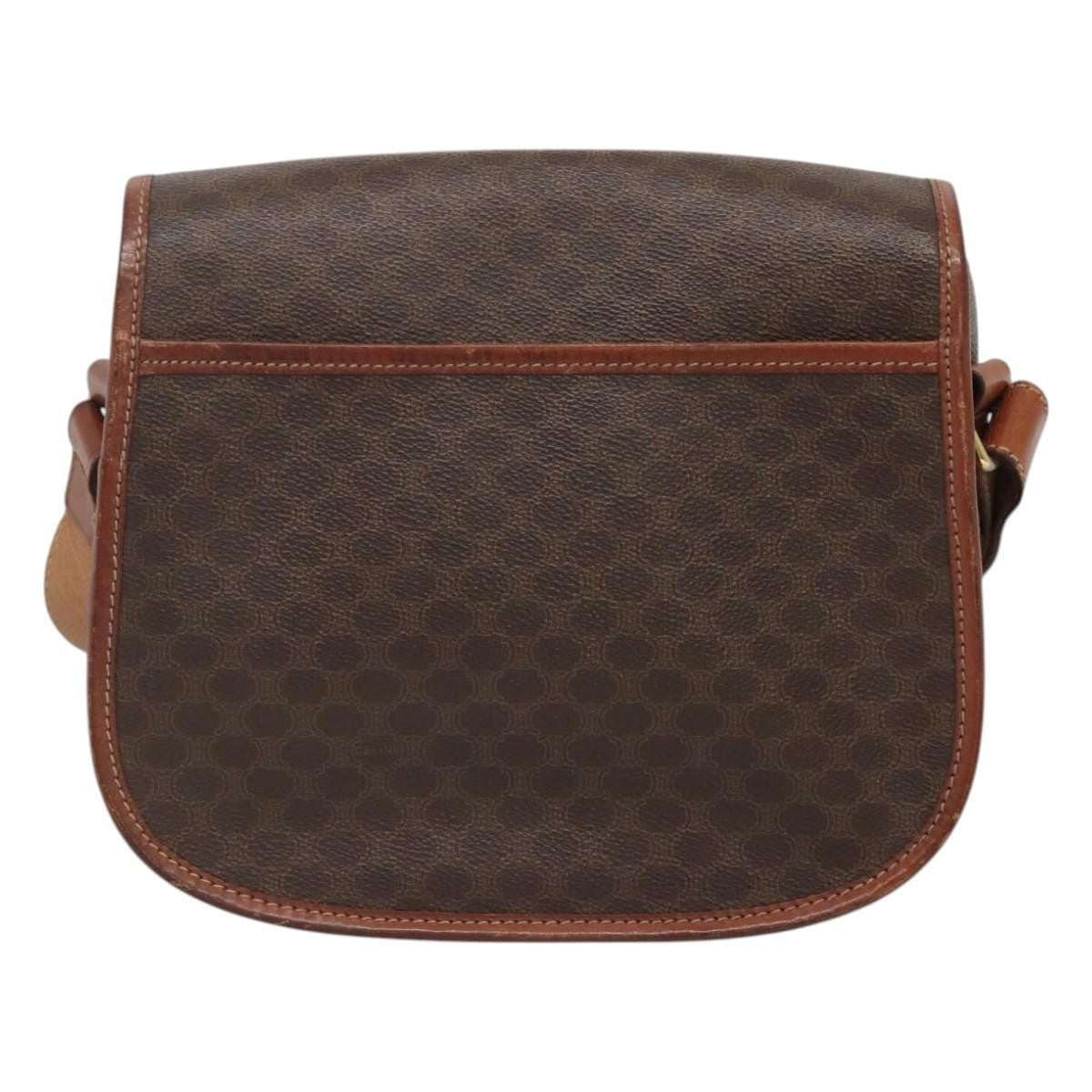 Celine Vintage Macadam Shoulder Bag Canvas and Leather, Brown, Canvas, Shoulder Bag