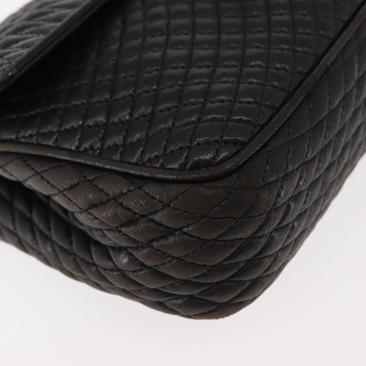 Bally Vintage Chain Shoulder Bag Quilted Leather, BLACK, LEATHER, Shoulder bag