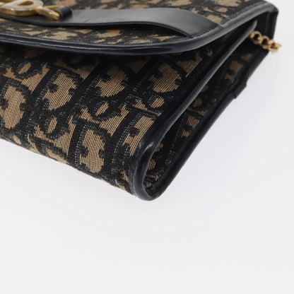 Christian Dior Vintage CD Chain Flap Shoulder Bag Diorissimo Canvas, NAVY, CANVAS, Shoulder bag