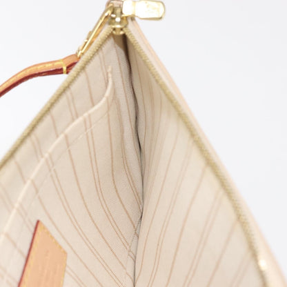 Louis Vuitton Neverfull Pochette Damier, WHITE, CANVAS, Clutche & pouche