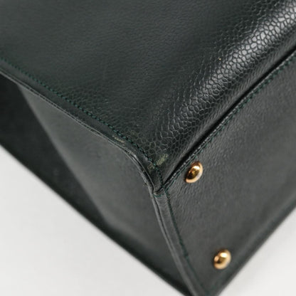 Chanel Vintage CC Lock Pocket Chain Tote Caviar, GREEN, LEATHER, Handbag