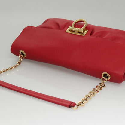 Salvatore Ferragamo Gancini Chain Shoulder bag Leather, RED, LEATHER, Shoulder bag