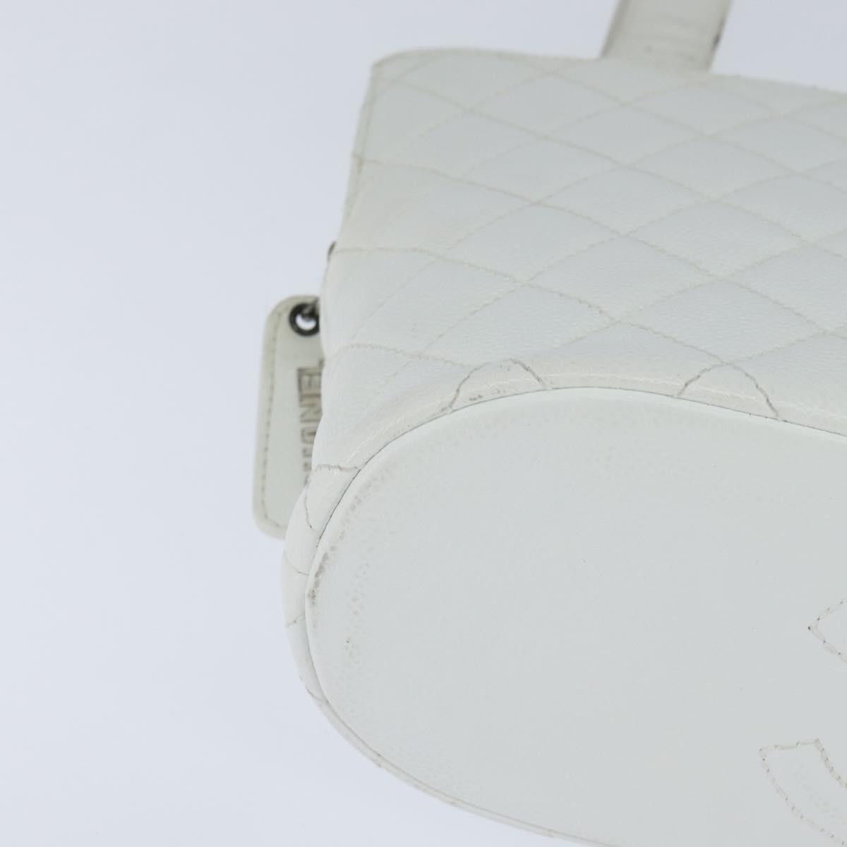 Chanel Vintage CC Zip Around Bowler Bag Quilted Caviar, WHITE, LEATHER, Tote bag