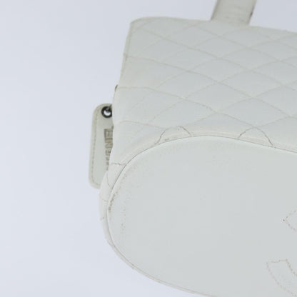 Chanel Vintage CC Zip Around Bowler Bag Quilted Caviar, WHITE, LEATHER, Tote bag