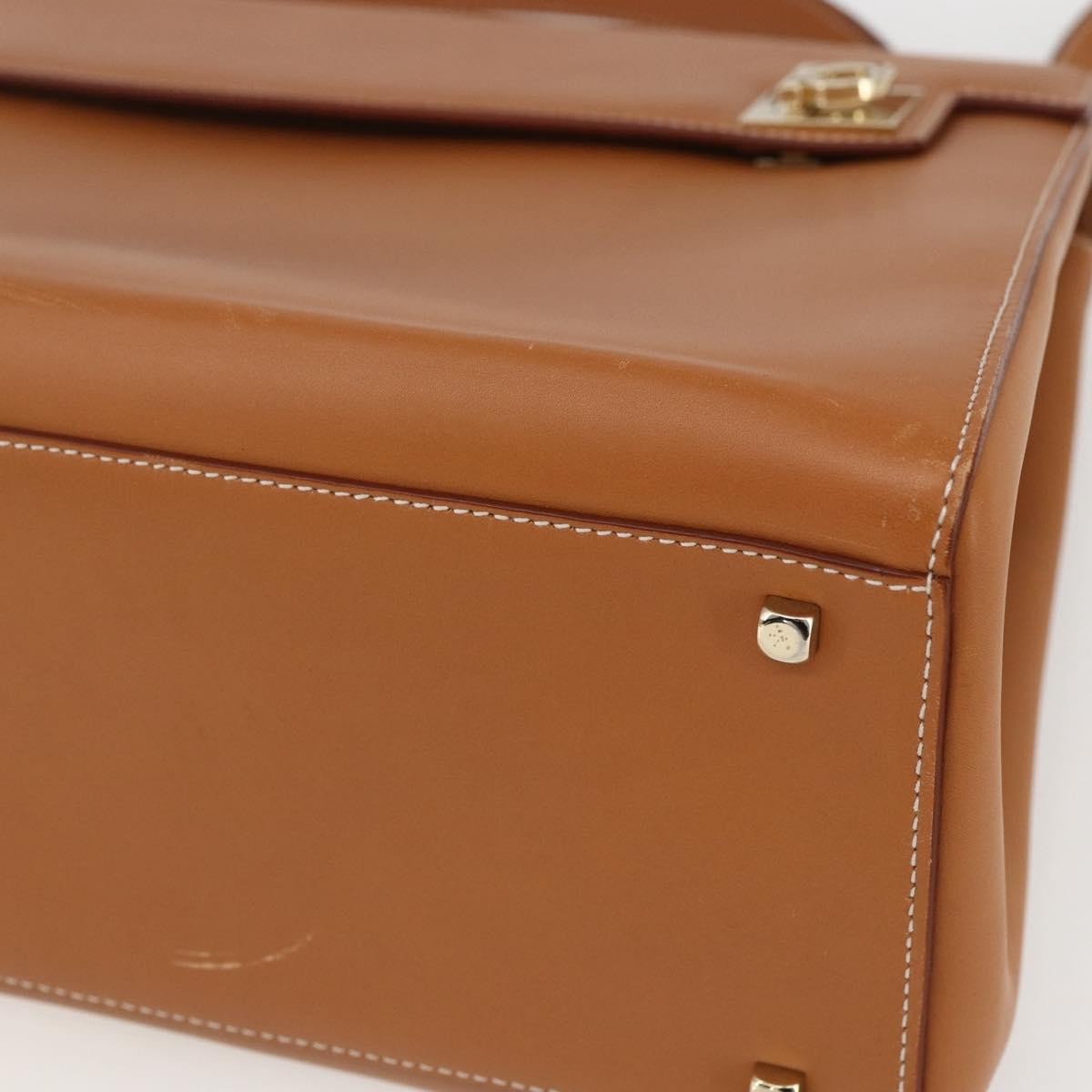 Salvatore Ferragamo Gancini handbag Leather, BROWN, LEATHER, Handbag