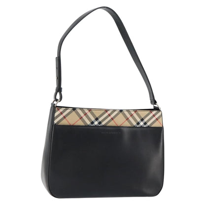 Burberry Nova check Shoulder bag Leather, BLACK, LEATHER, Shoulder bag