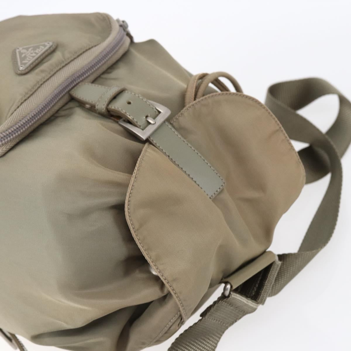 Prada Front Pocket Buckle Backpack Nylon, BEIGE, NYLON, Backpack