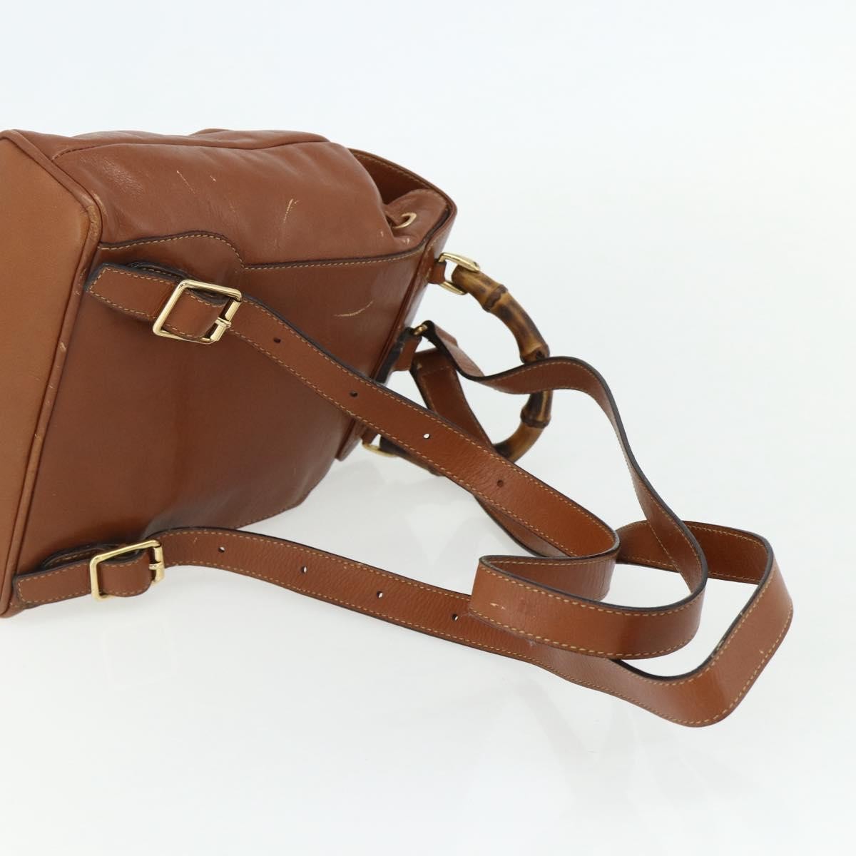 Gucci Vintage Bamboo Backpack Leather, Brown, Leather, Backpack