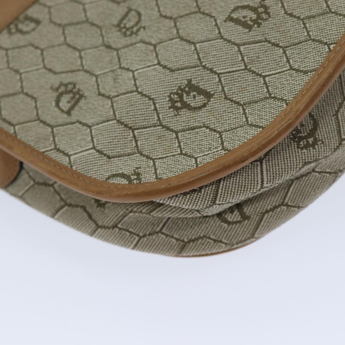 Christian Dior Vintage Honeycomb Flap Crossbody Bag Canvas and Leather, BEIGE, CANVAS, Crossbody bag