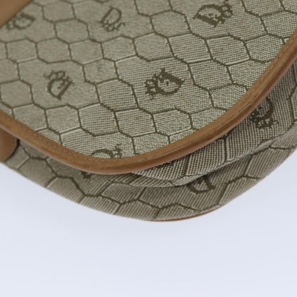 Christian Dior Vintage Honeycomb Flap Crossbody Bag Canvas and Leather, BEIGE, CANVAS, Crossbody bag
