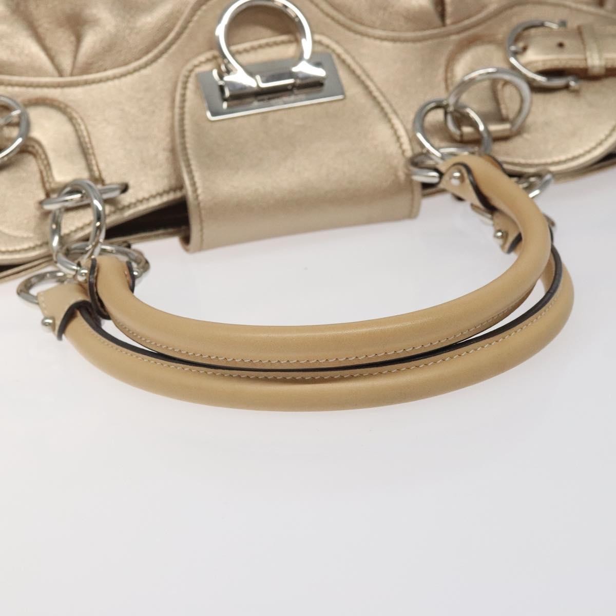 Salvatore Ferragamo Marisa Satchel Leather, GOLD, LEATHER, Handbag