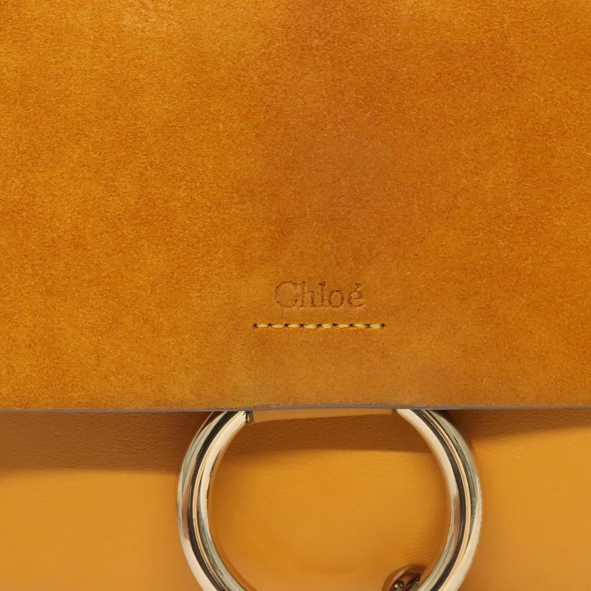 Chloe Faye Clutch Leather and Suede, YELLOW, LEATHER, Clutche & pouche