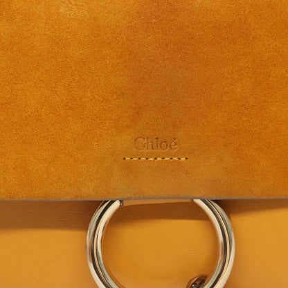 Chloe Faye Clutch Leather and Suede, YELLOW, LEATHER, Clutche & pouche